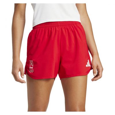 Spodenki damskie adidas NOC Poland Woven Short czerwone JF9048