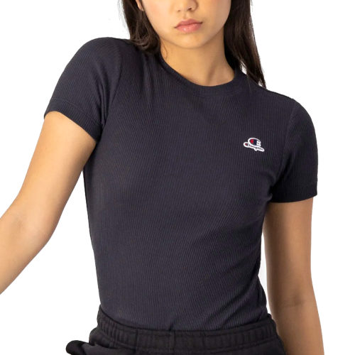 Koszulka bawełniana damska Champion Slim Fit C Logo 114933