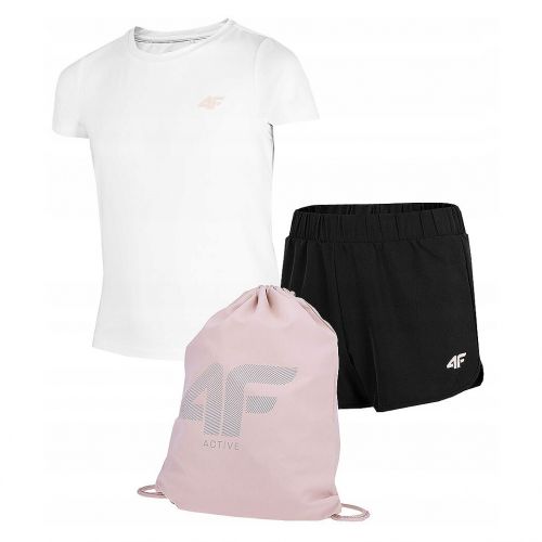 Komplet sportowy dla dziewcząt koszulka, spodenki i worek na buty 4F HJZ21-JSETRD001