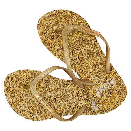 Klapki japonki damskie Beachy Feet Golden Shimmer BEWOOS01