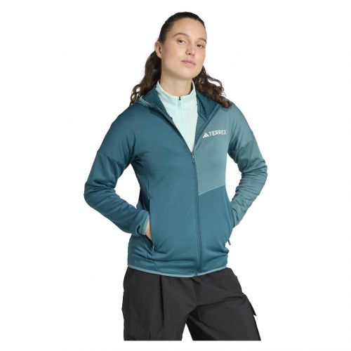 Bluza turystyczna damska adidas Terrex Xperior Climawarm Light Fleece Hooded JN0923