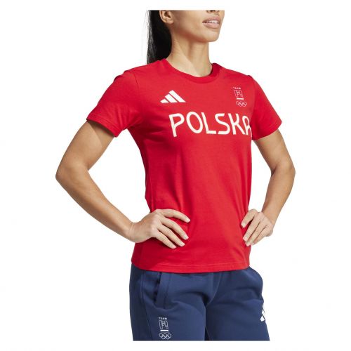 Koszulka damska adidas NOC Poland Essentials czerwona JF6712